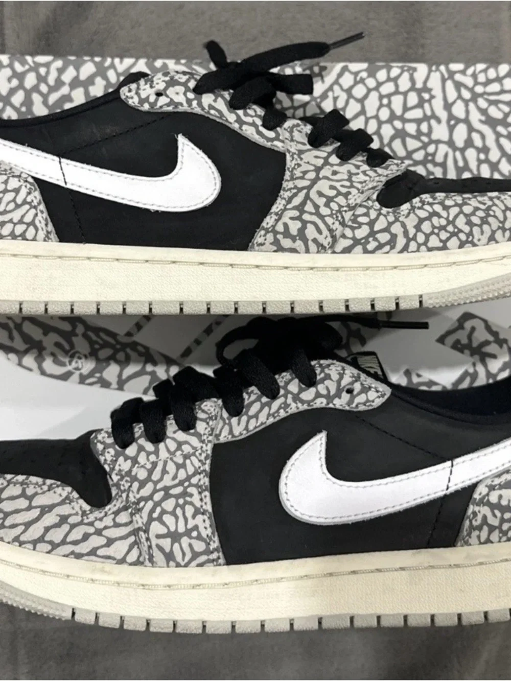 Nike Air Jordan 1 Retro Low OG Black Cement Gray White CZ0790-001 Shoes-Mens 8.5